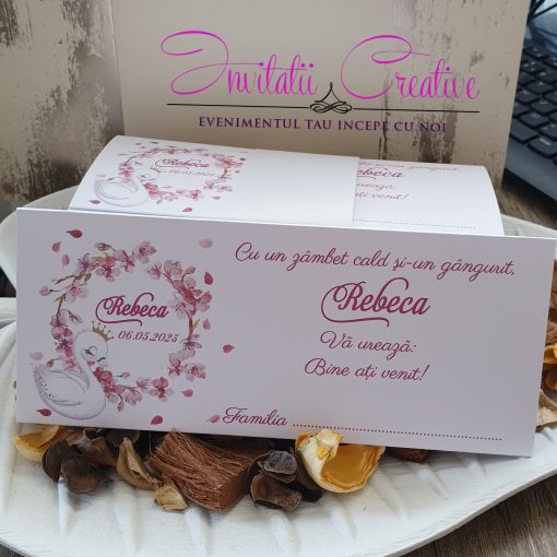 Plic de Bani Elegant coronita Flori Cires si Lebada