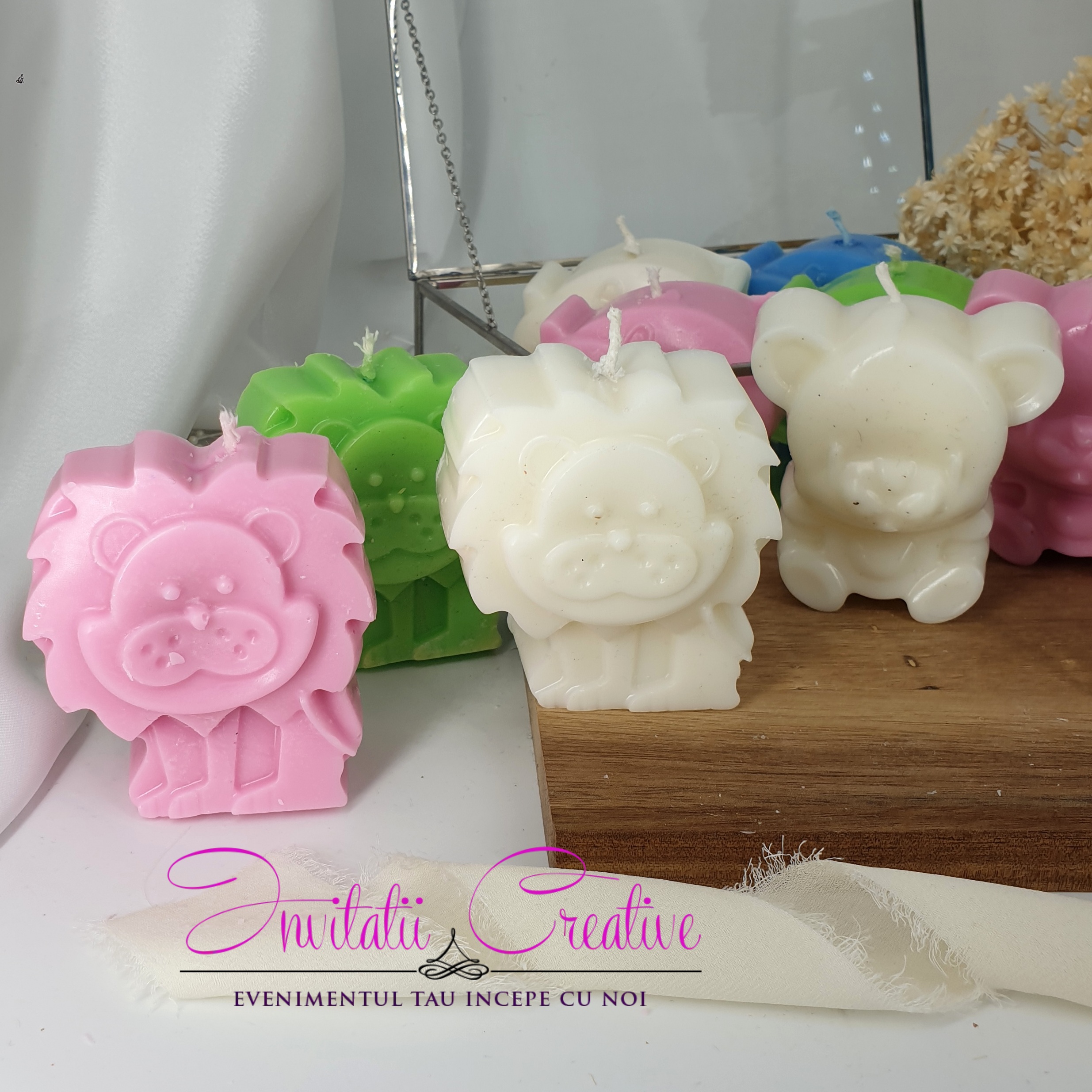 Marturie Botez Lumanare Animalute Jungle in Cutie cu Geam - imagine 9