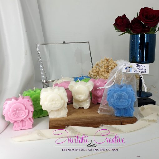 Marturie Botez Lumanare Parfumata Animalute Jungle in Saculet