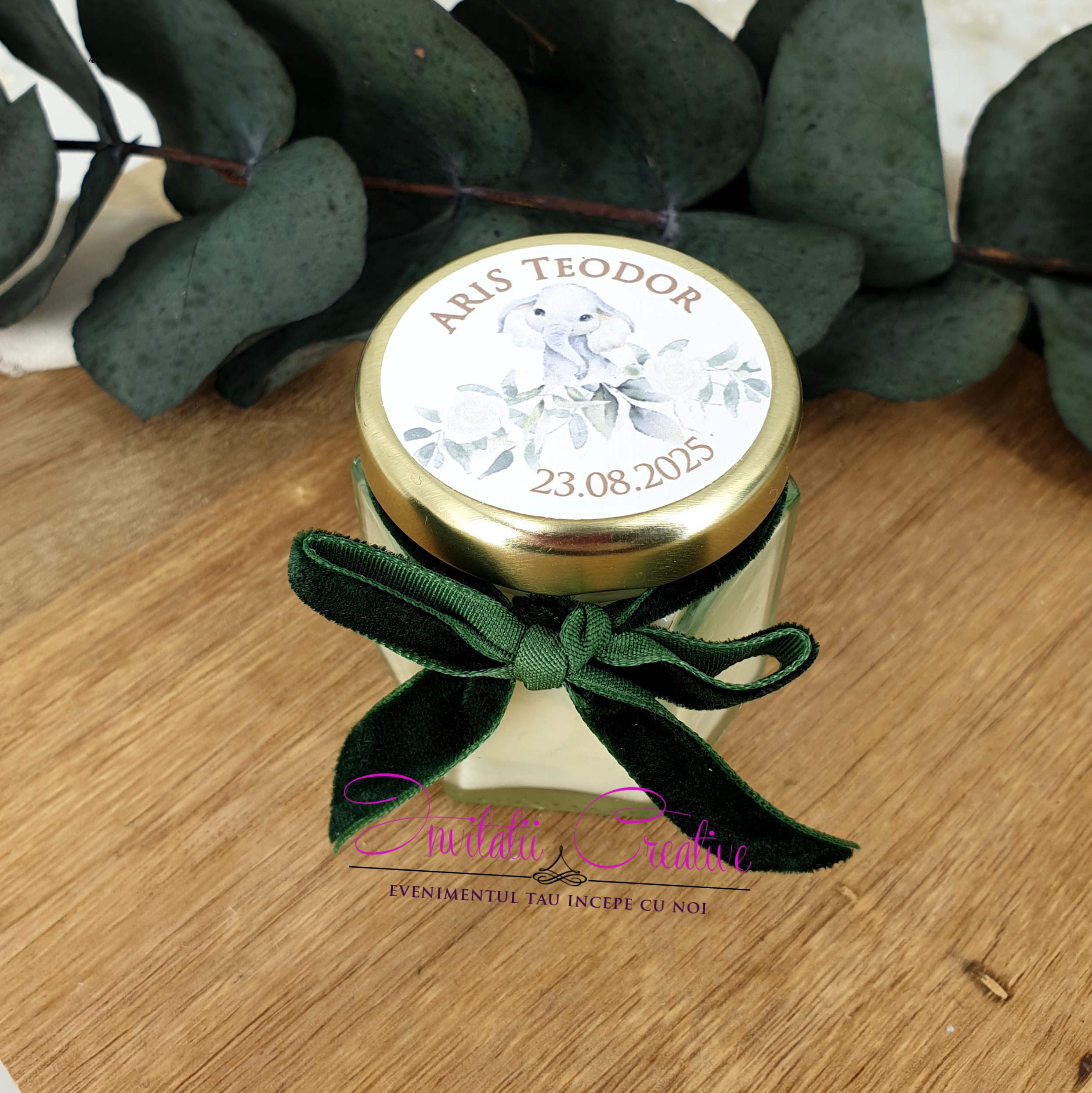 Marturie Lumanare Parfumata 45ml cu Catifea Verde - imagine 3