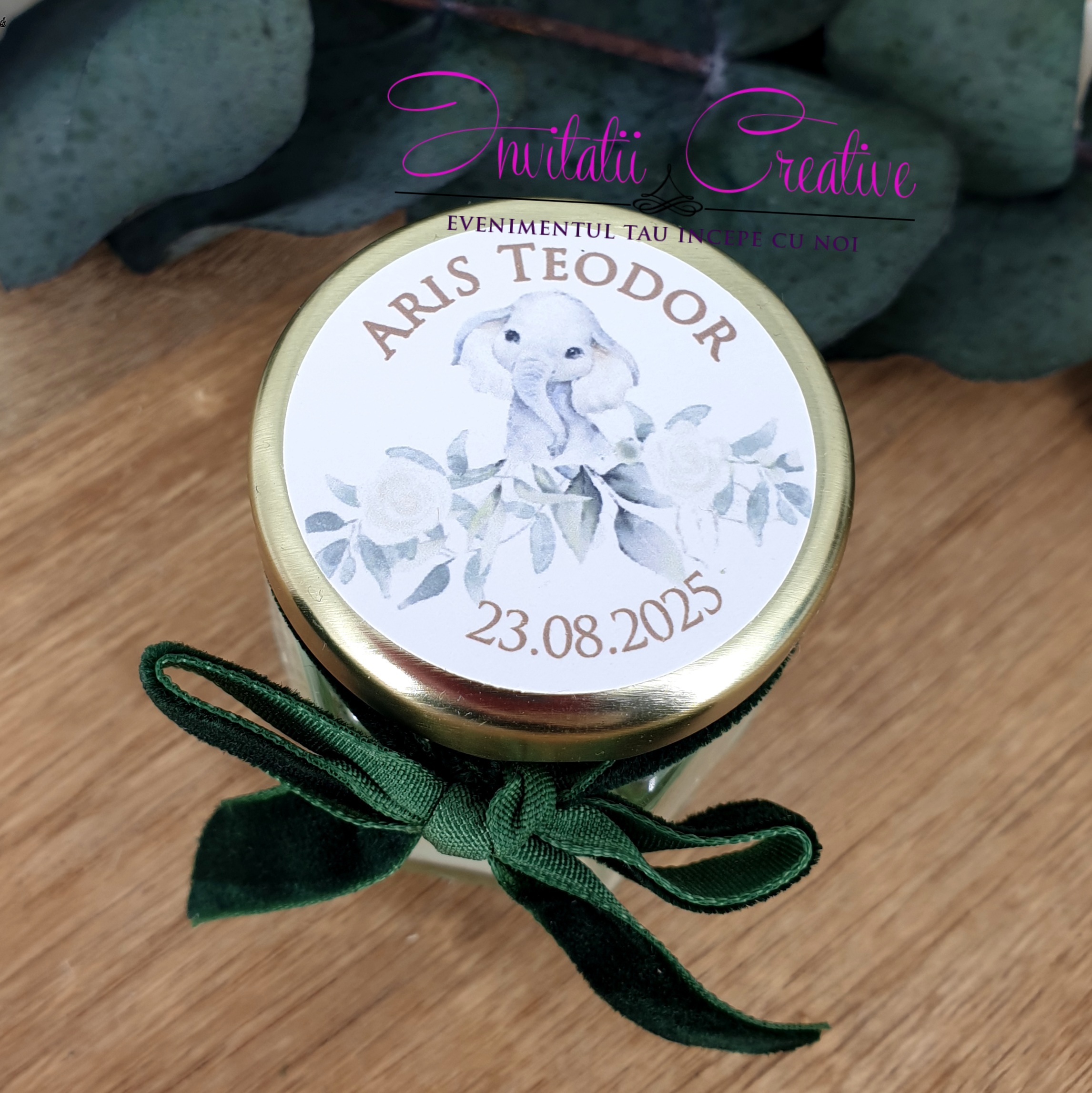 Marturie Lumanare Parfumata 45ml cu Catifea Verde - imagine 2