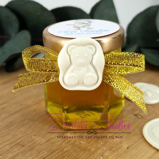 Marturie Eleganta Borcanel Miere 45ml Fundita Aurie si Sigiliu Ceara