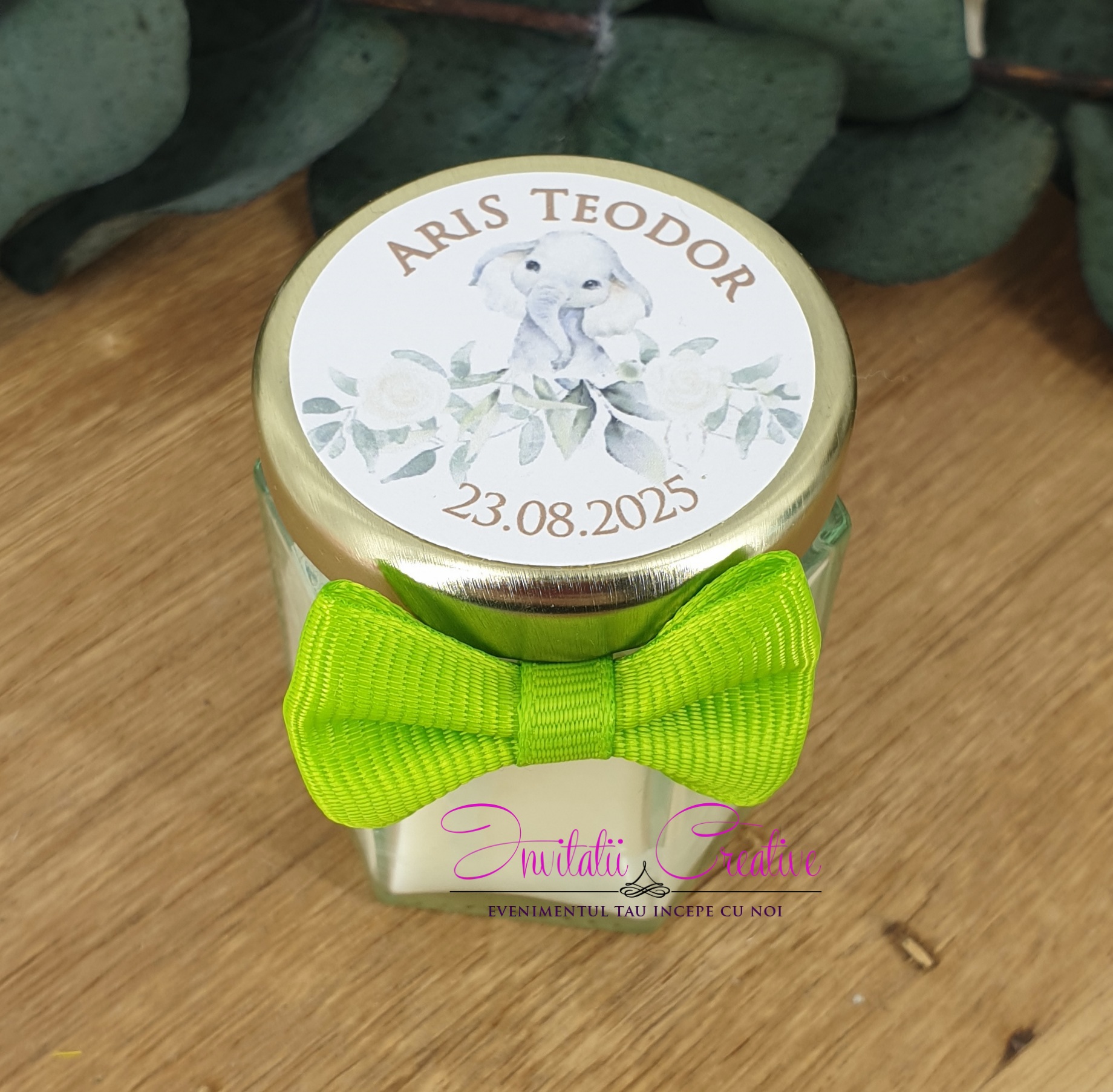 Marturie Lumanare Parfumata 45ml Eleganta cu Papion - imagine 6