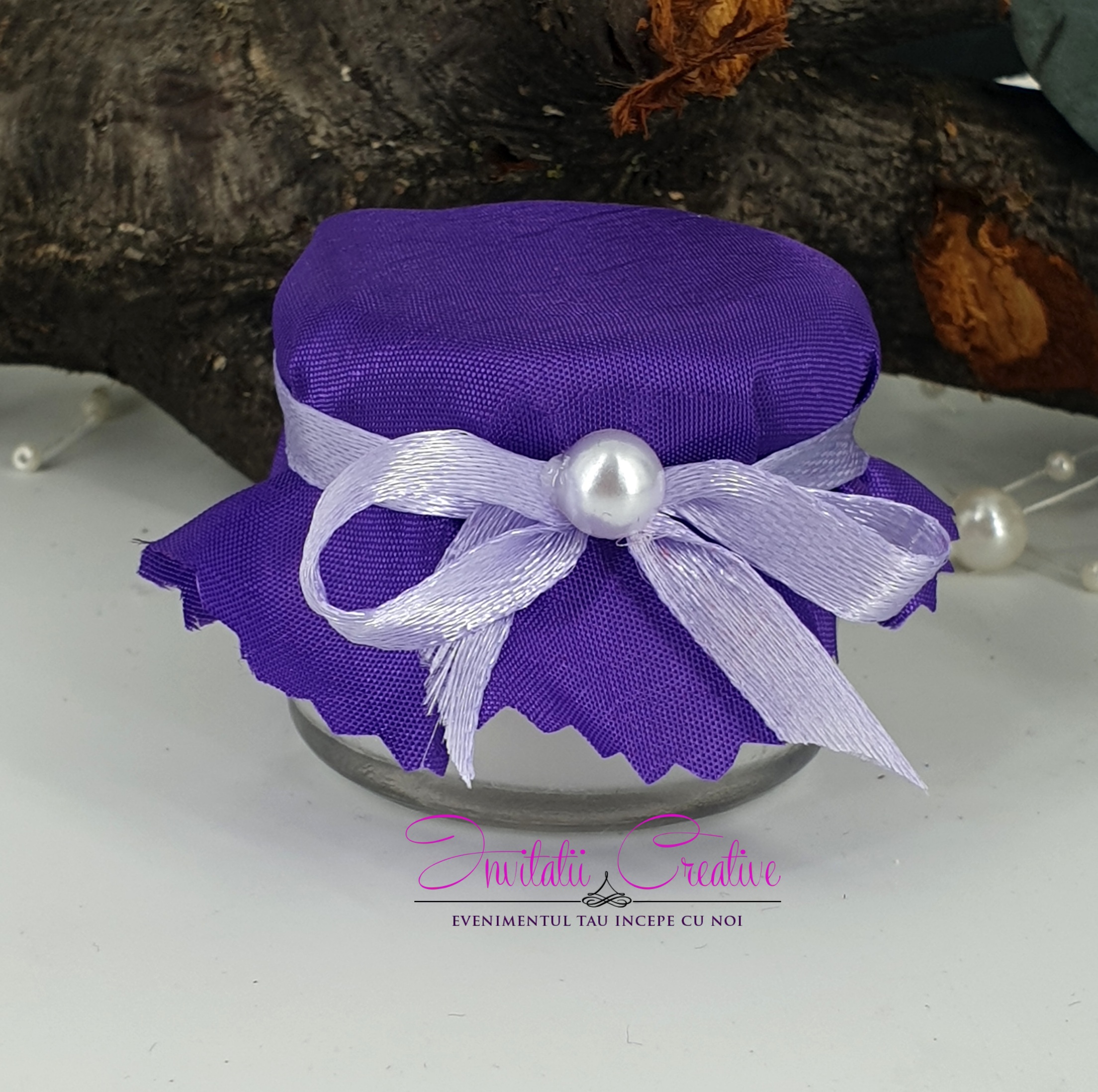 Marturie Lumanare Parfumata cu Mov si Perla