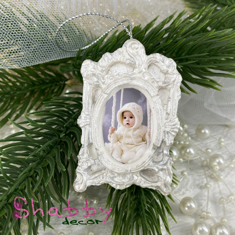 Glob Brad Craciun Rama foto Parfumata argintie - imagine 2