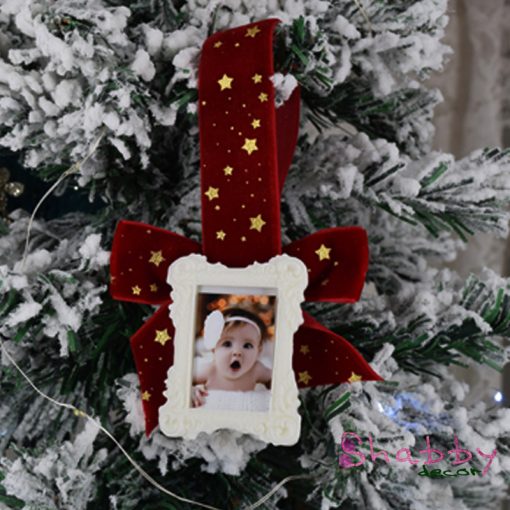 Rama Foto Decor Brad Craciun cu Catifea