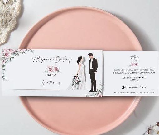 Alternative view of Invitatie de Nunta Eleganta cu Miri Moderni 7168 Fen 2025