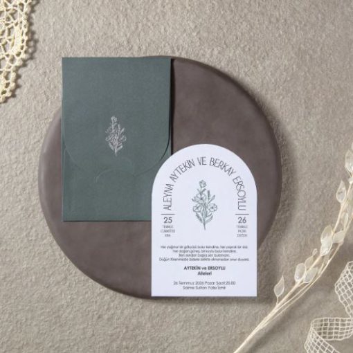 Invitatie de Nunta Eleganta cu Model Floral Argintiu 7097 Fen 25