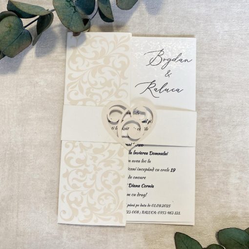 Invitatie de Nunta Eleganta cu Inimioara 7125