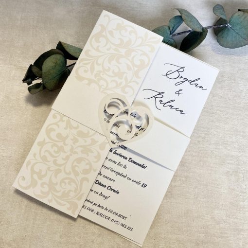Alternative view of Invitatie de Nunta Eleganta cu Inimioara 7125