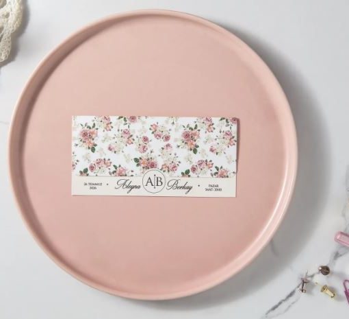 Invitatie de Nunta Vintage cu Motiv Floral Trandafiri 7047