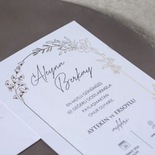 Alternative view of Invitatie de Nunta Eleganta Detalii Aurii 7090 Fen 25