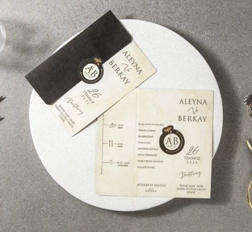 Alternative view of Invitatie de Nunta Eleganta Negru Auriu 7134 Fen 25