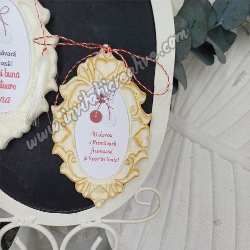 Martisor Rama Foto Personalizata cu Mesaj Accente Aurii