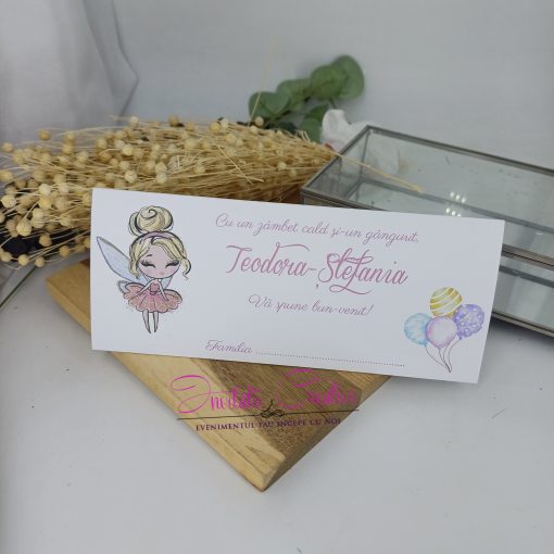 Plic de Bani Botez Elegant Zana cu Rochita Roz