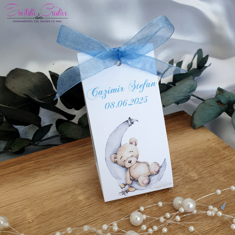 Marturie Botez Lumanare Parfumata Ursulet in Cutiuta cu Somnoros pe Luna - imagine 2