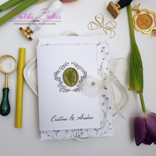 Invitatie clasica cu monograma si sigiliu ceara