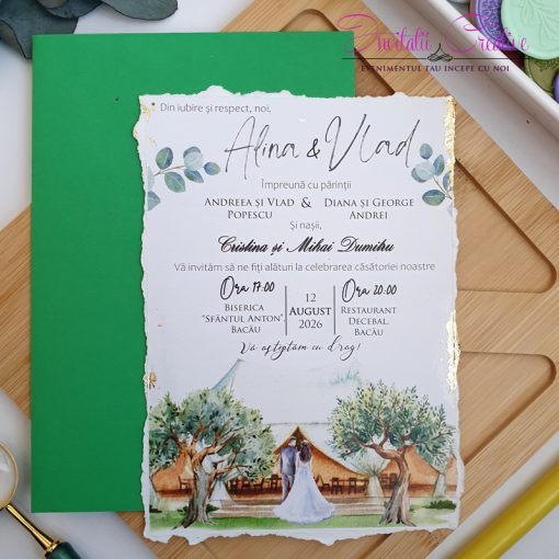 Invitatie de nunta Miri in maslini la cort