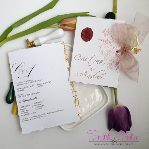 Invitatie de nunta cu design modern si funda diafana8