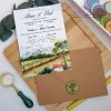 Invitatie de nunta cu peisaj rustic verde