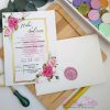 Invitatie de nunta cu trandafiri roz si sigiliu de ceara1