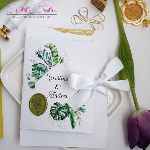 Invitatii nunta cu feriga verde