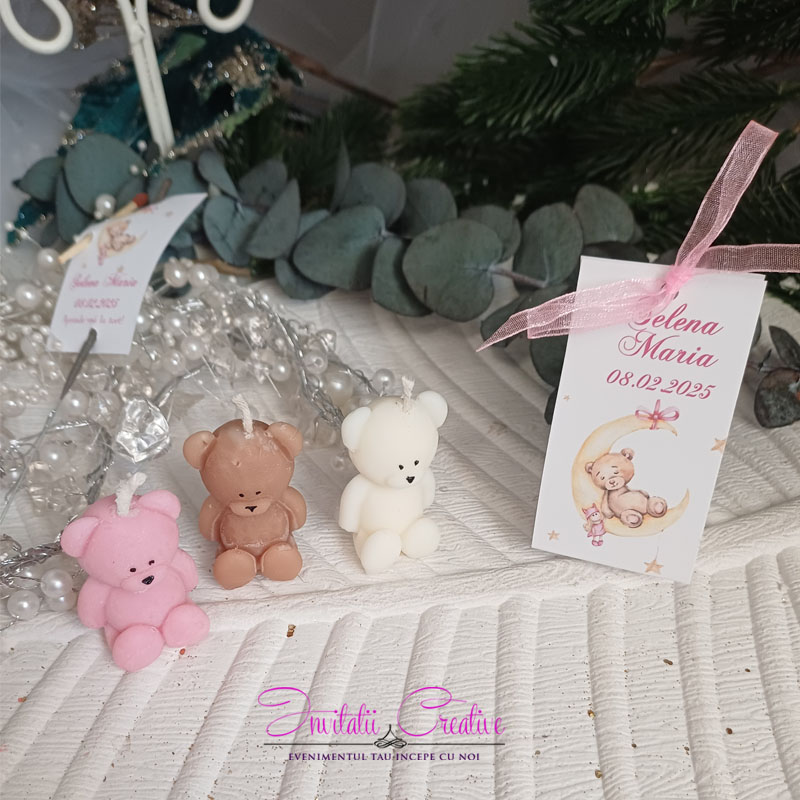 Marturie Botez Lumanare Parfumata Ursulet in Cutiuta cu Somnoros pe Luna