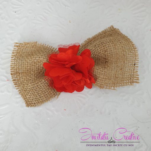 Marturie Magnetica Ieftina Iuta cu Floare rosie