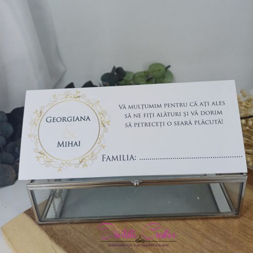 Plic de bani Nunta cu Design Elegant Coronita Aurie cu flori