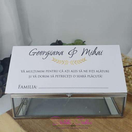 Plic de bani Nunta cu Design Elegant Lauri aurii