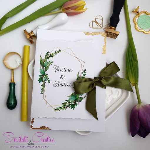 invitatie de nunta greenery and gold4
