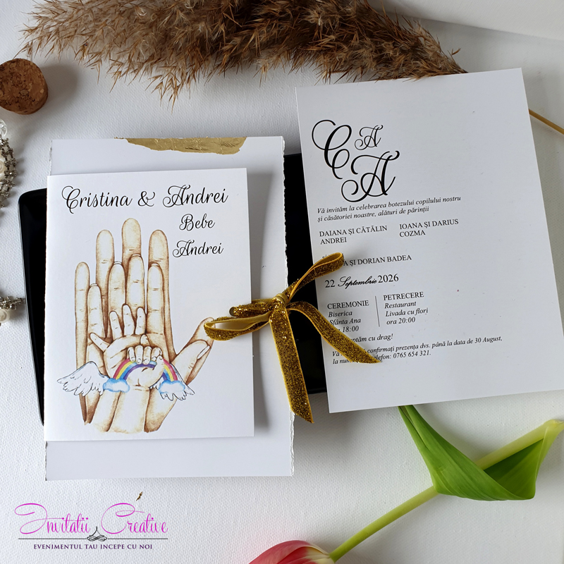 Invitație Personalizată pentru Nuntă și Botezul Băiețelului Nostru - imagine 3