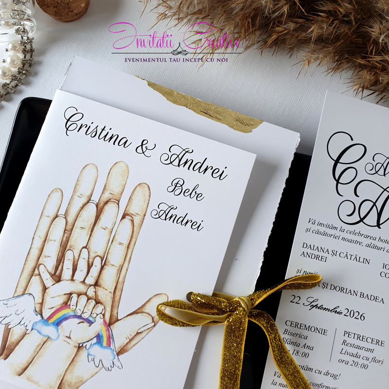 Invitație Personalizată pentru Nuntă și Botezul Băiețelului Nostru - imagine 4