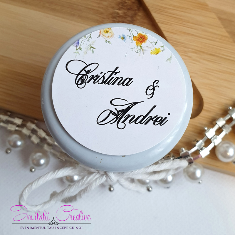 Marturie lumanare cu motive florale delicate - imagine 5