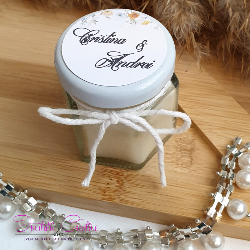 Marturie lumanare cu motive florale delicate - imagine 7