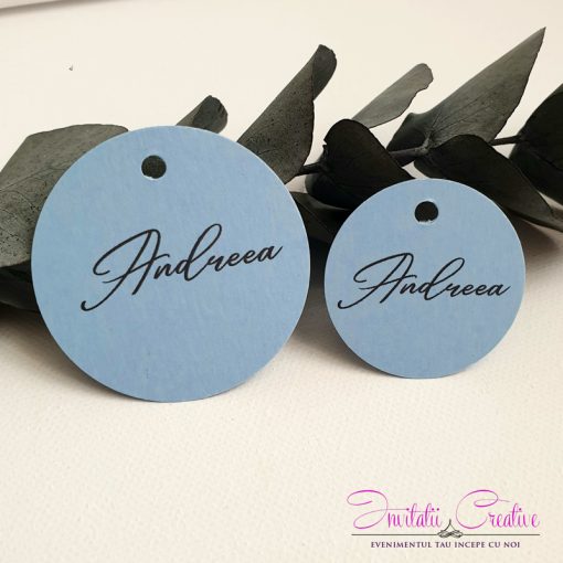 Etichete blue rotunde pentru marturii