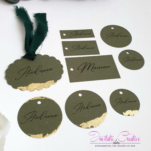 Etichete green pentru marturii cu foita aurie