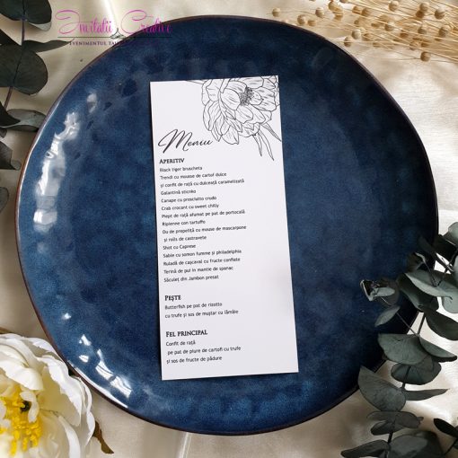 Meniu de nunta cu bujor minimalist