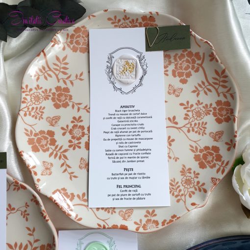 Meniu diafan black cu sigiliu si eticheta personalizata