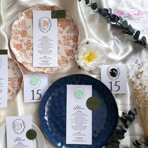 Meniu diafan black cu sigiliu si eticheta personalizata set 3