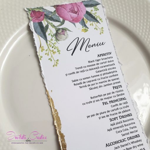 Alternative view of Meniu individual cu bujori pastel roz