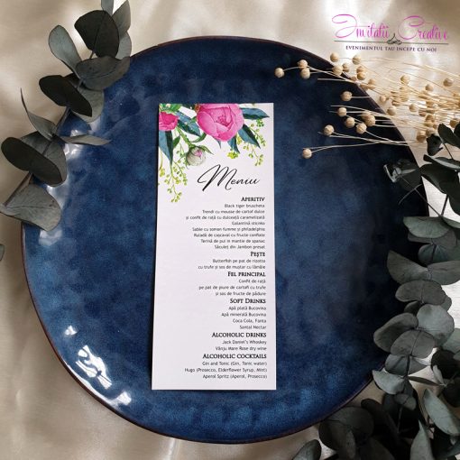 Meniu individual cu bujori siclam A