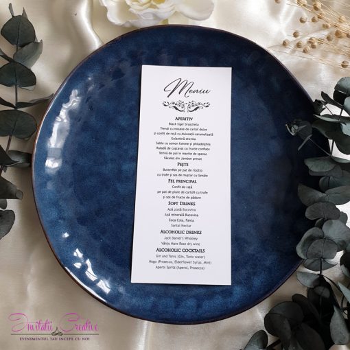 Meniu nunta grafica minimalista