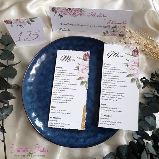 Set nunta cu bujori roze pastel