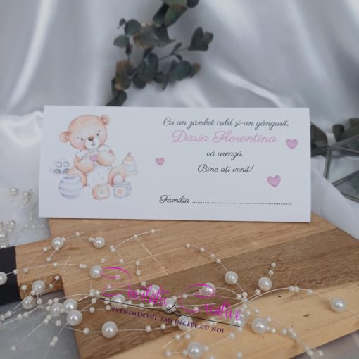 Alternative view of Plic de Bani Botez Ursulet Fetita cu Jucarii si Inimioare roz