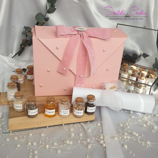 Set roz cu mirodenii baita cu nasii catifea si perle