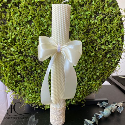 Lumanare din ceara naturala stil boho ivoire9