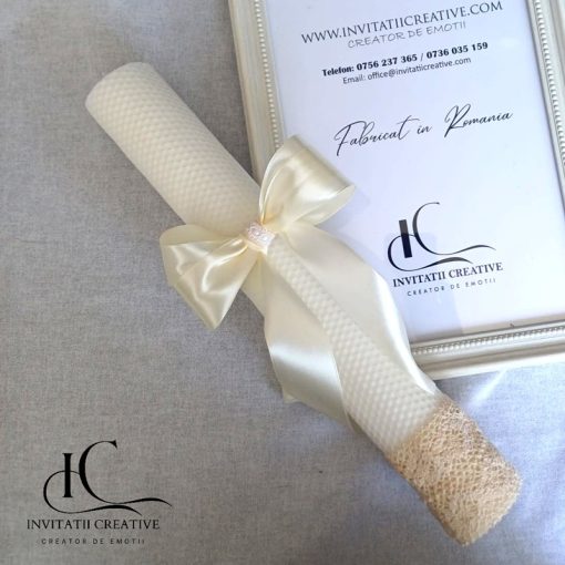 Lumanare nunta stil boho natural ivoire