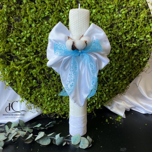 Invitatie de botez eleganta Cotton Blue