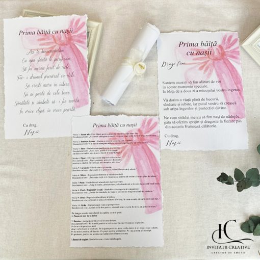 Set instructiuni mirodenii prima baita cu nasii funda roz